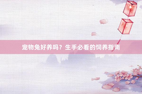 宠物兔好养吗？生手必看的饲养指南